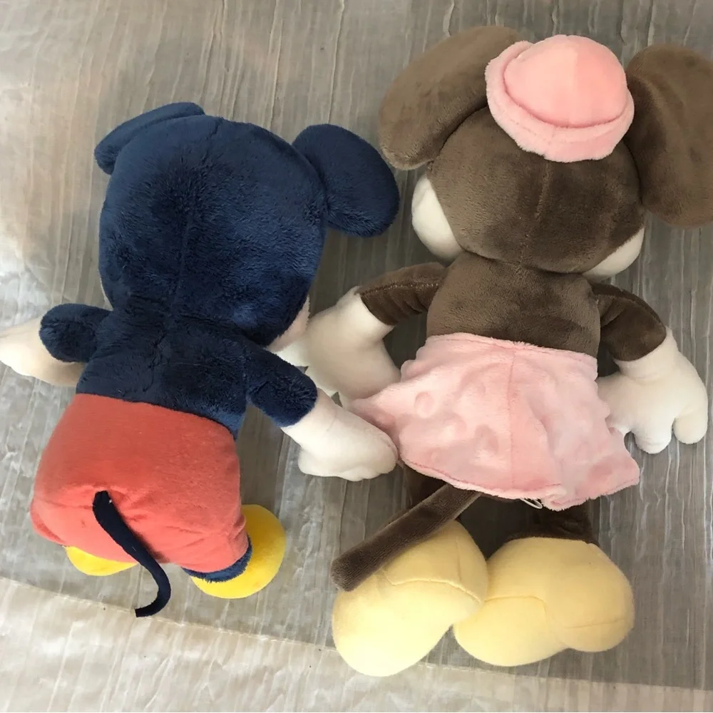 DISNEY Mickey Minnie Mouse pale colors & Fantasia Cinderella stuffed plush toys